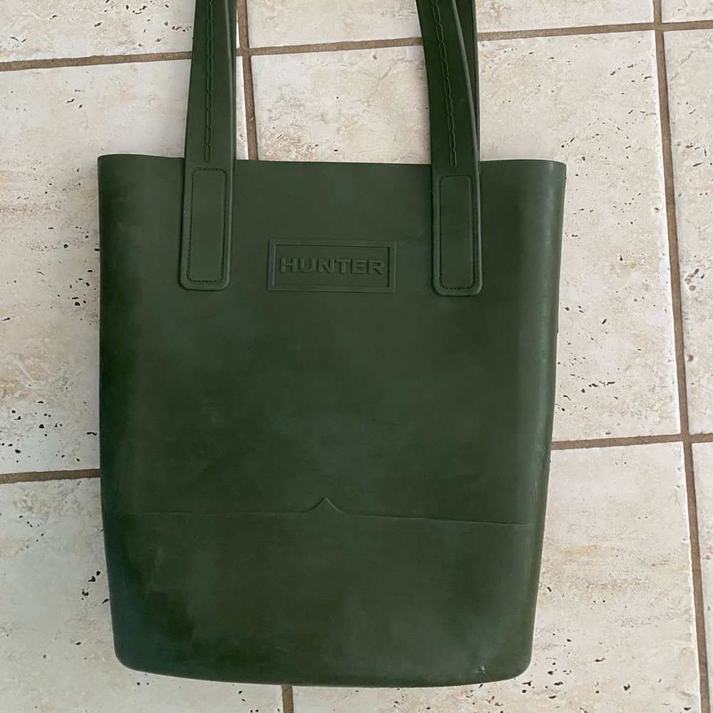 Hunter Olive Green Rubber Tote
